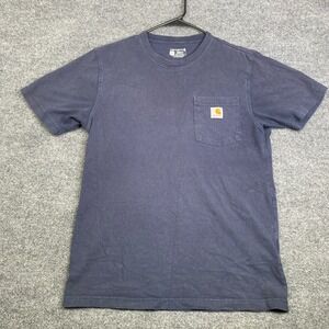 Carhartt Mens Loose Fit Pocket T-Shirt Navy Blue Small K87 Workwear Tee Faded